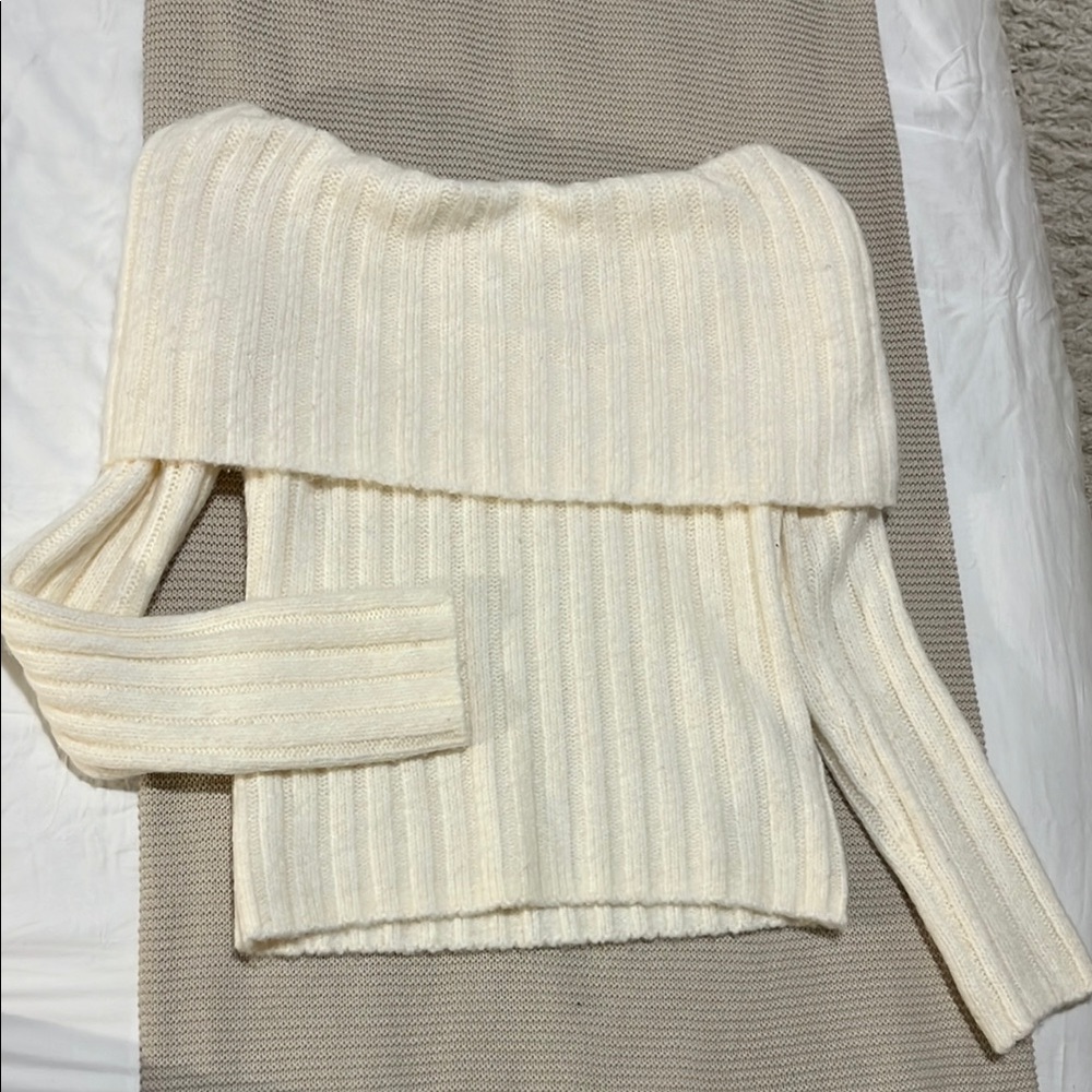 Abercrombie Off-Shoulder Cream Sweater